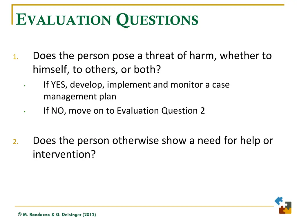 e valuation q uestions