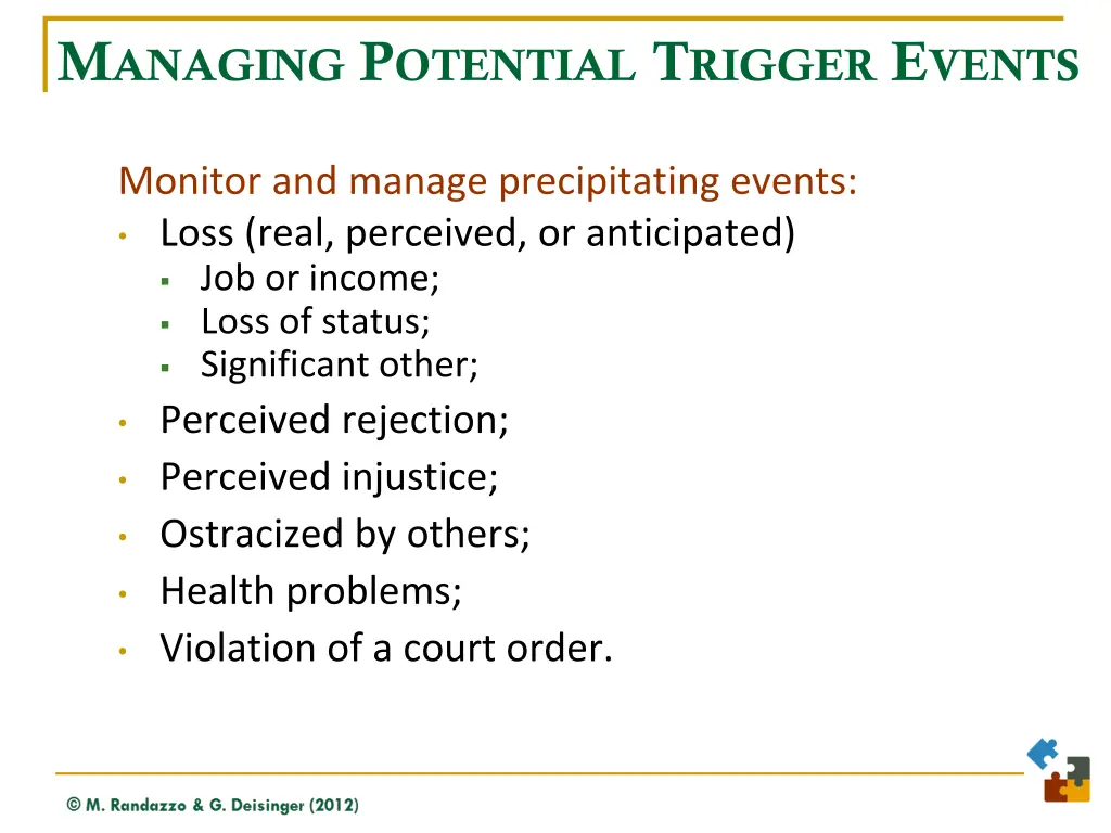 m anaging p otential t rigger e vents