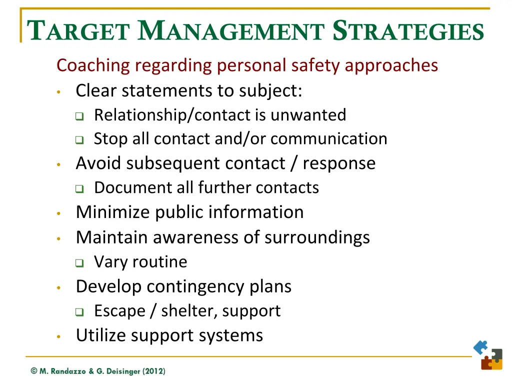 t arget m anagement s trategies coaching