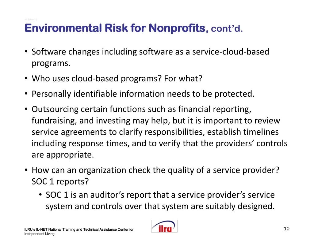 slide slide 10 environmental risk for nonprofits