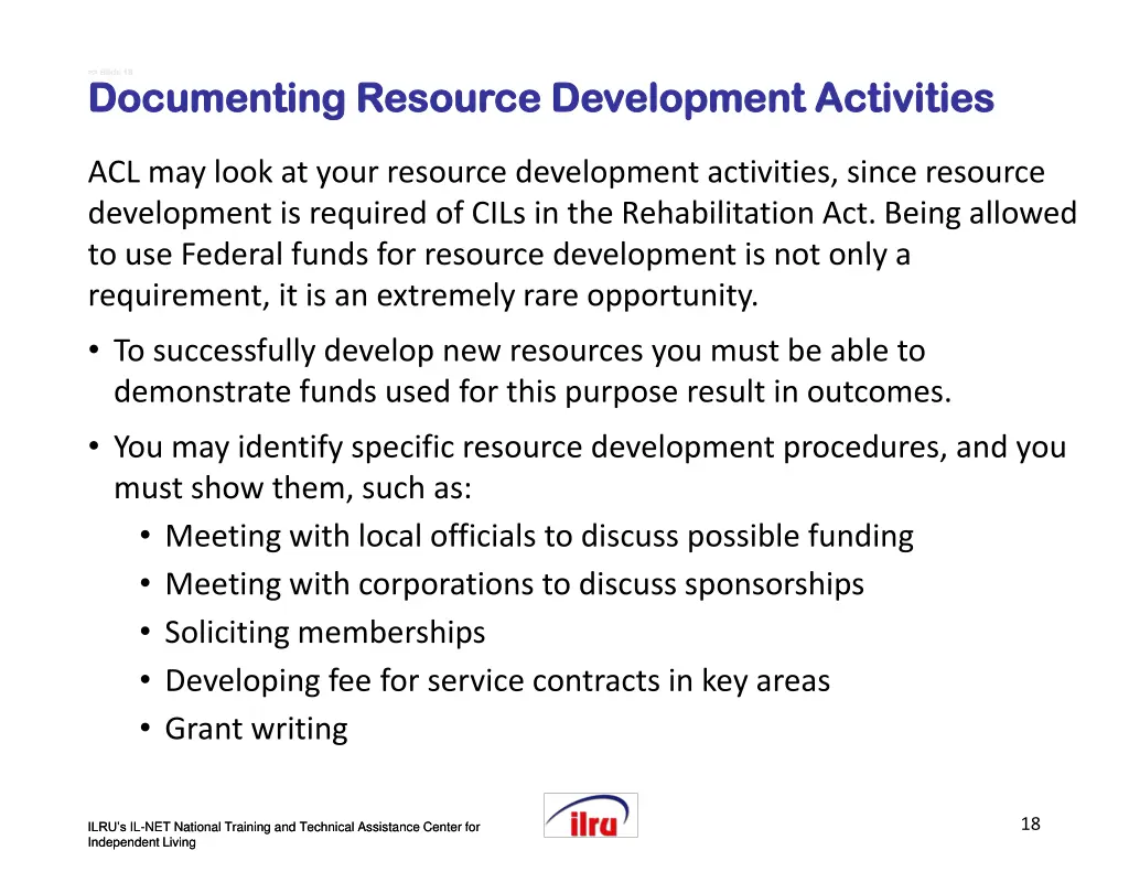 slide slide 18 documenting resource development