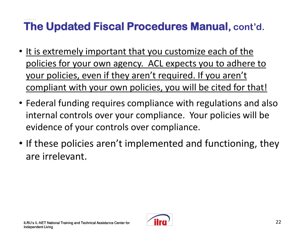 slide slide 22 the updated fiscal procedures