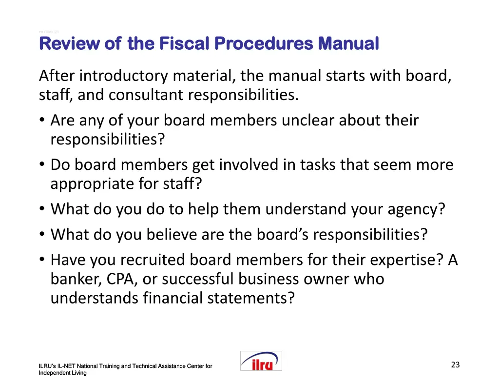 slide slide 23 review of the fiscal procedures