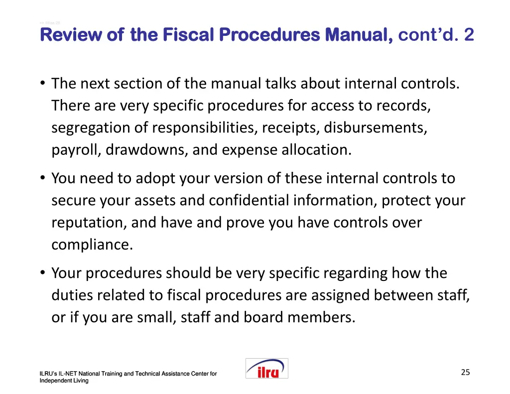 slide slide 25 review of the fiscal procedures