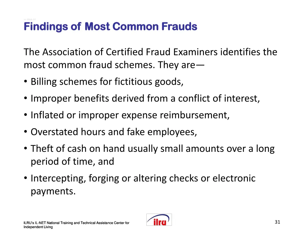 slide slide 31 findings of most common frauds