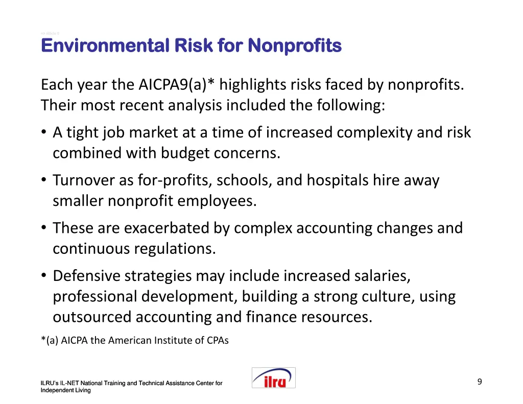 slide slide 9 9 environmental risk for nonprofits