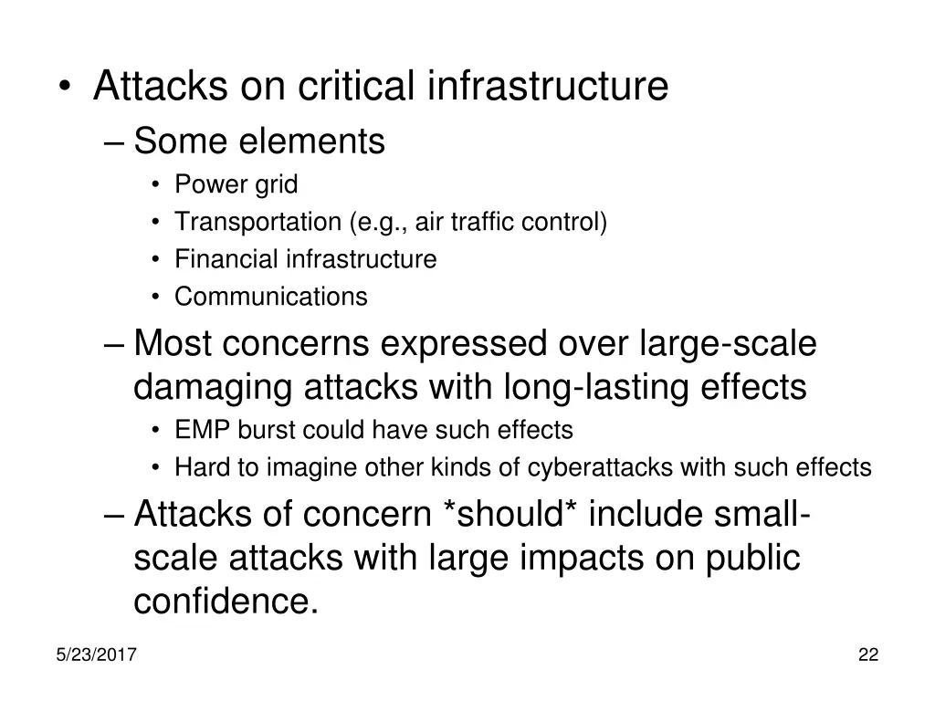 attacks on critical infrastructure some elements