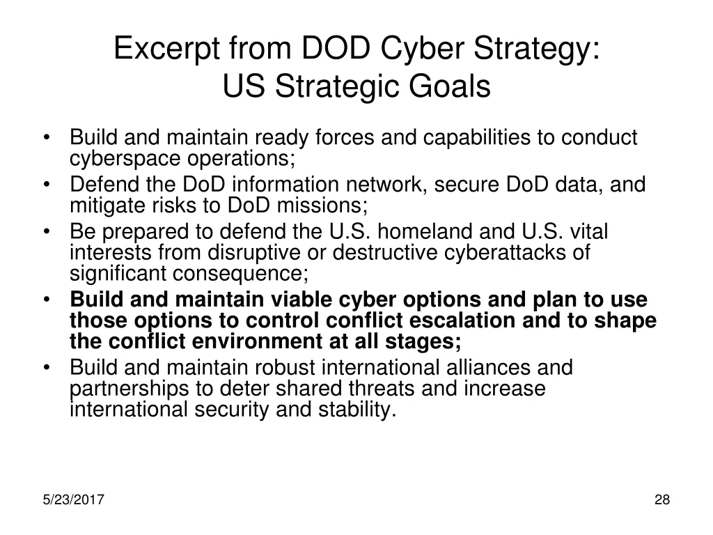 excerpt from dod cyber strategy us strategic goals