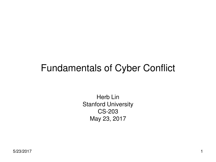 fundamentals of cyber conflict