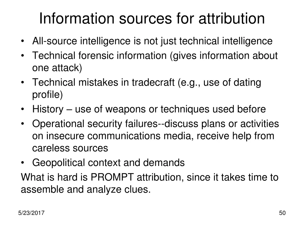 information sources for attribution