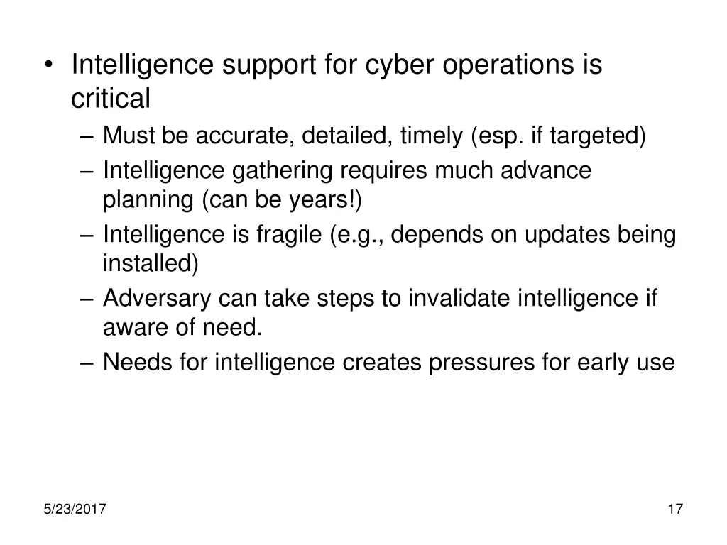 intelligence support for cyber operations