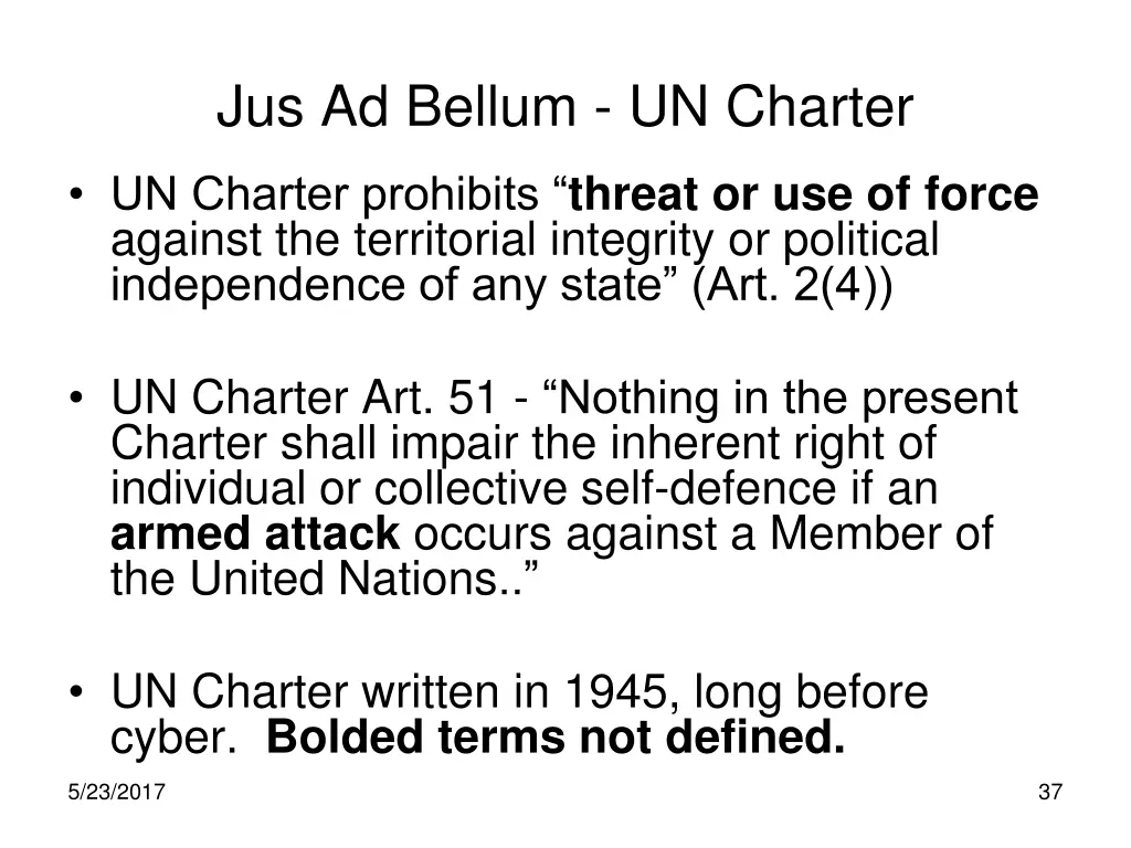 jus ad bellum un charter