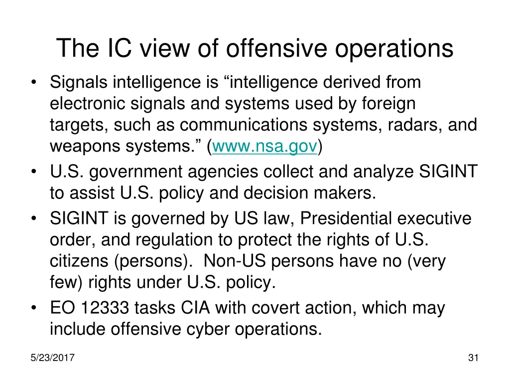 the ic view of offensive operations