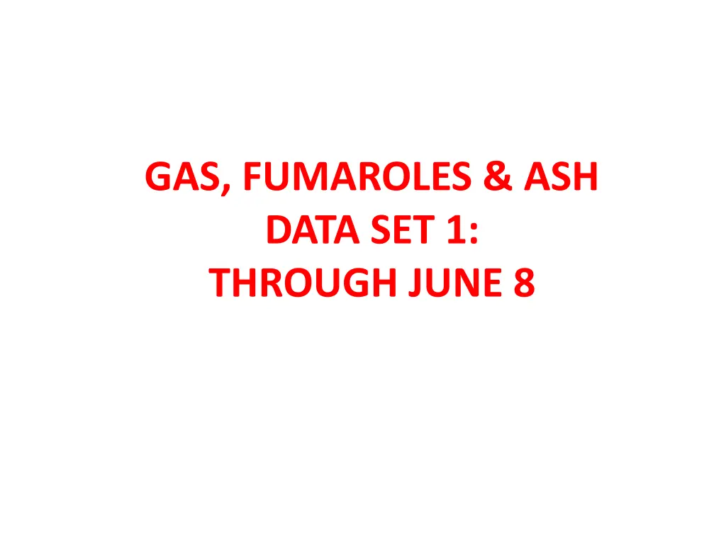 gas fumaroles ash data set 1 through june 8