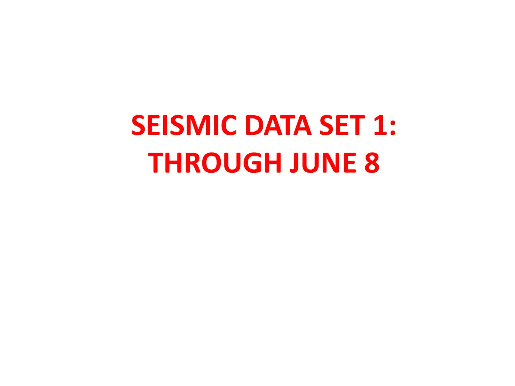 seismic data set 1 through june 8