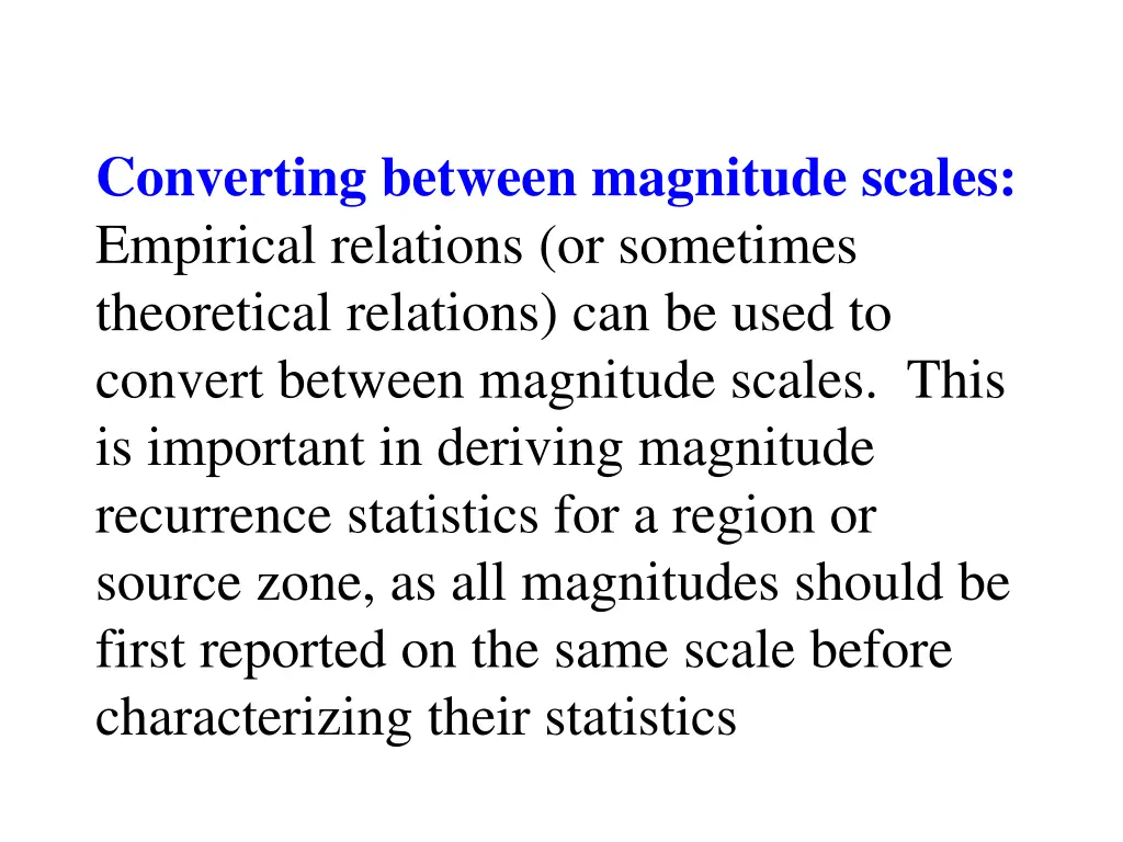 converting between magnitude scales empirical