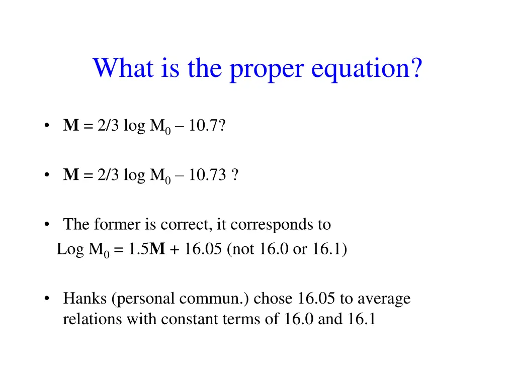 what is the proper equation