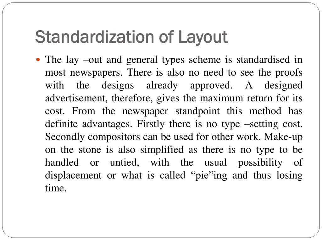 standardization of layout standardization