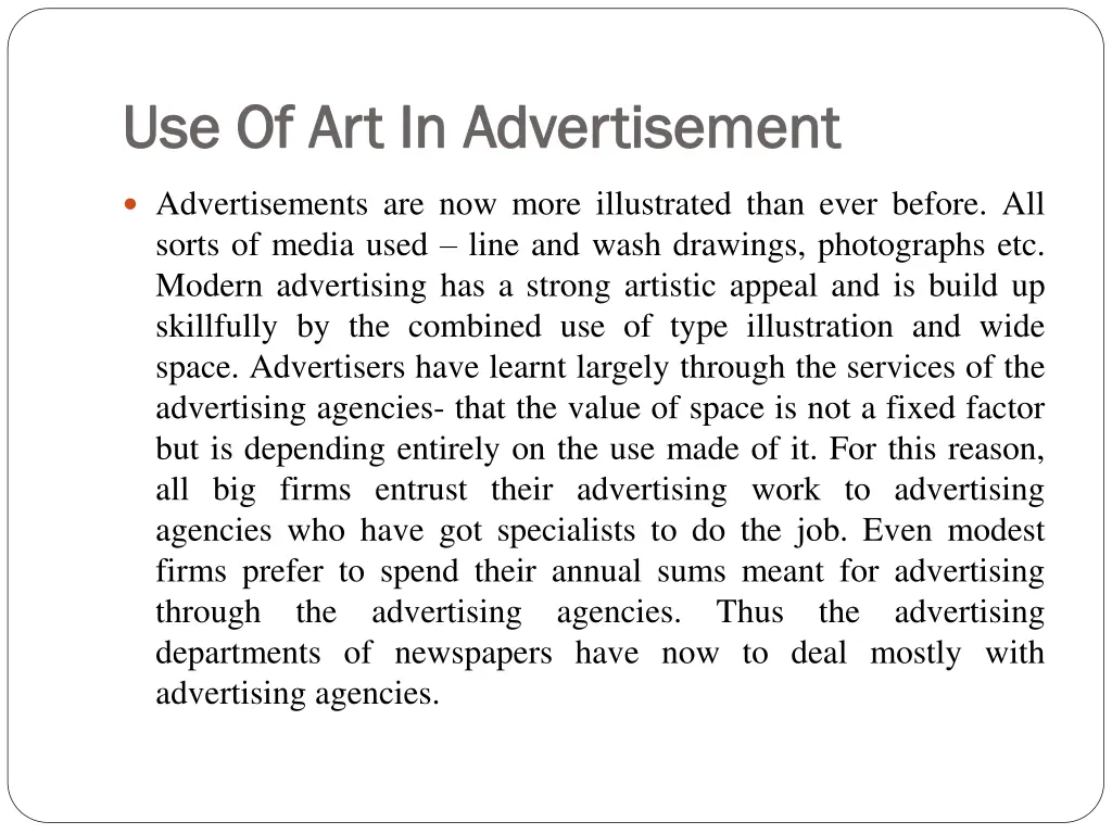 use of art in advertisement