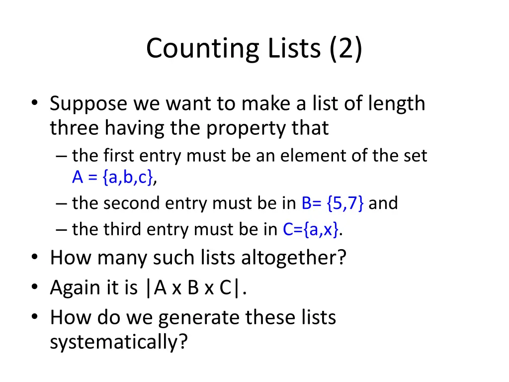 counting lists 2