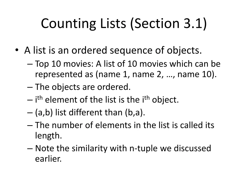 counting lists section 3 1