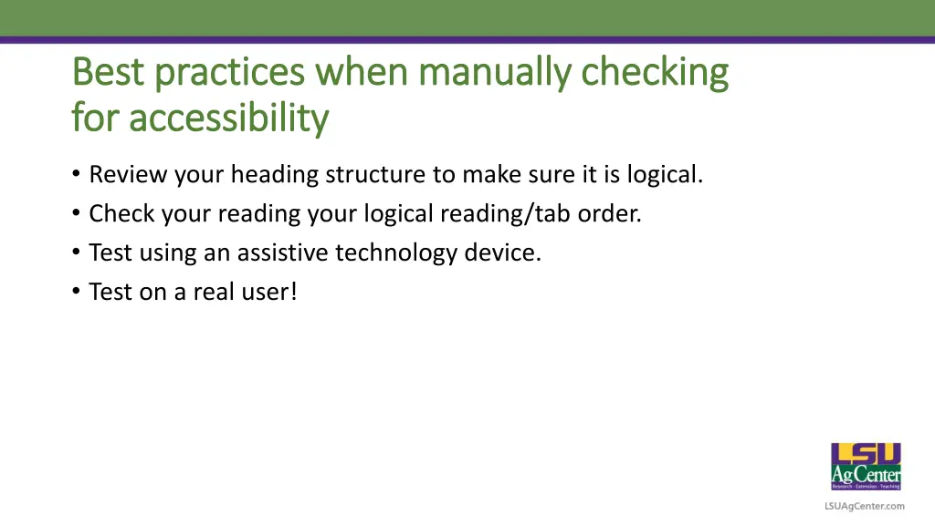 best practices when manually checking best