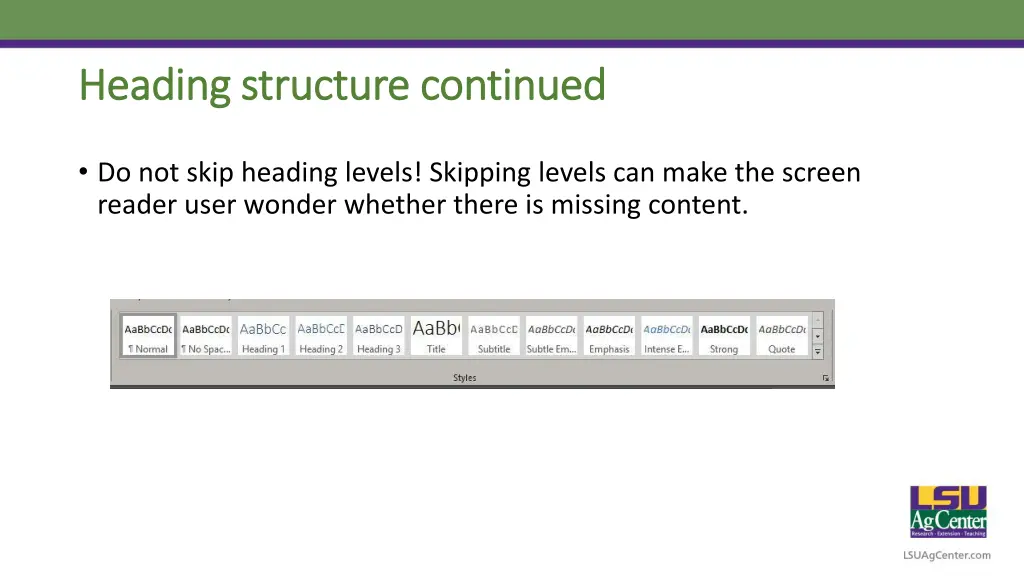 heading structure continued heading structure