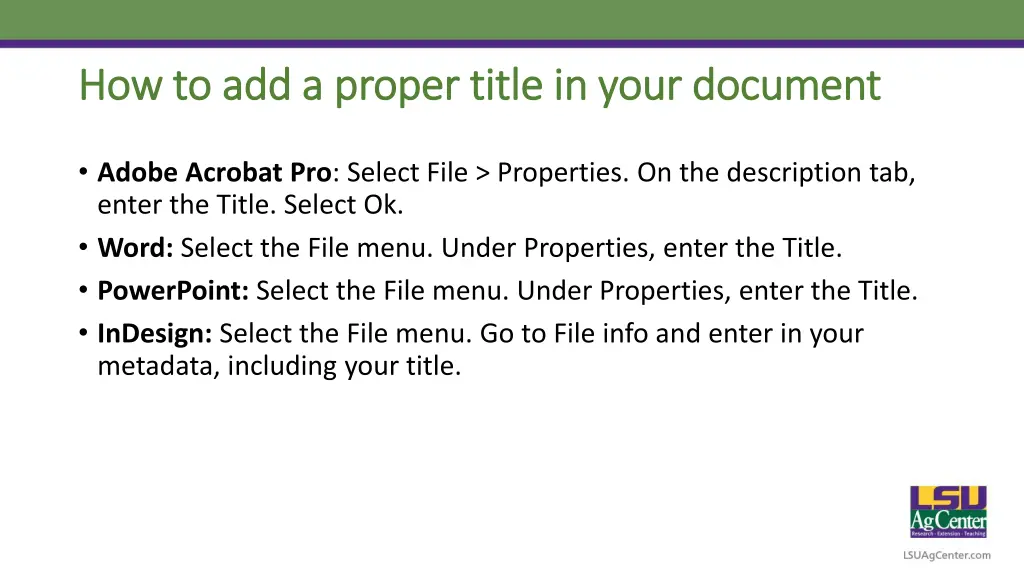 how to add a proper title in your document