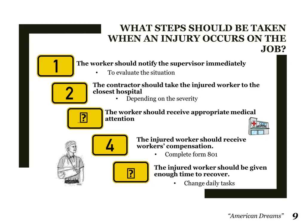 what steps should be taken when an injury occurs