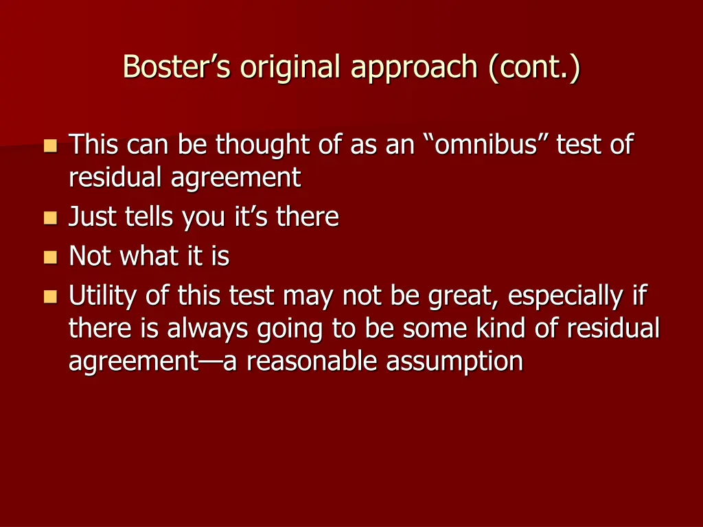 boster s original approach cont