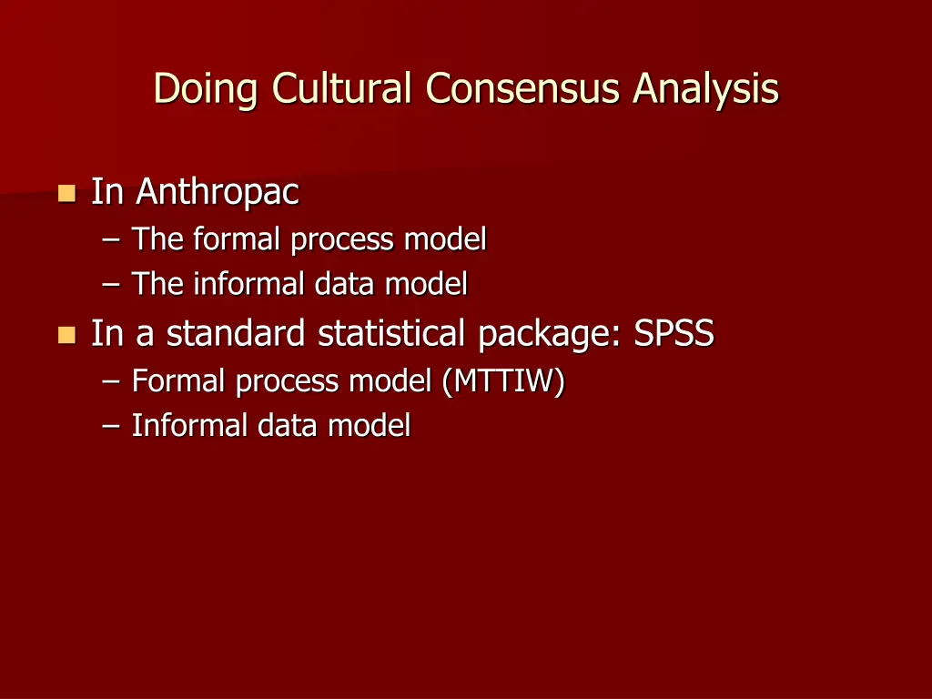 doing cultural consensus analysis