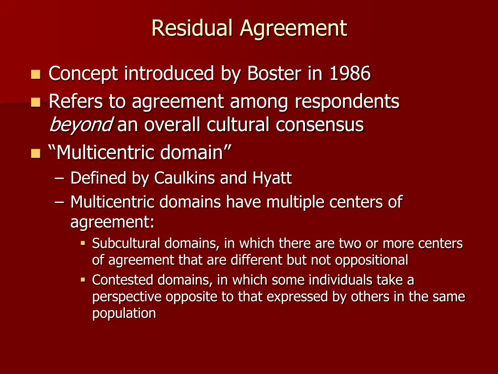 residual agreement