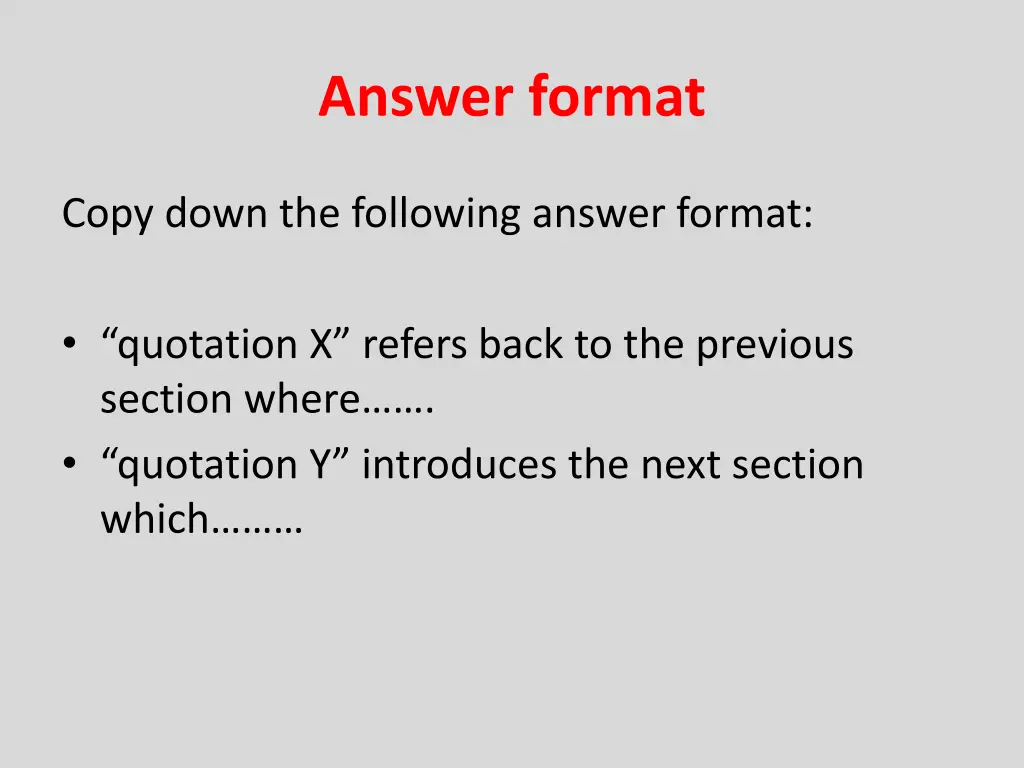 answer format