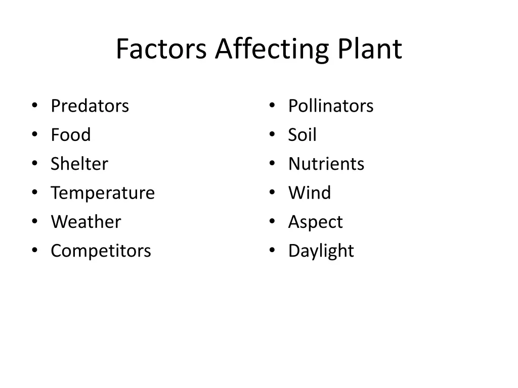 factors affecting plant