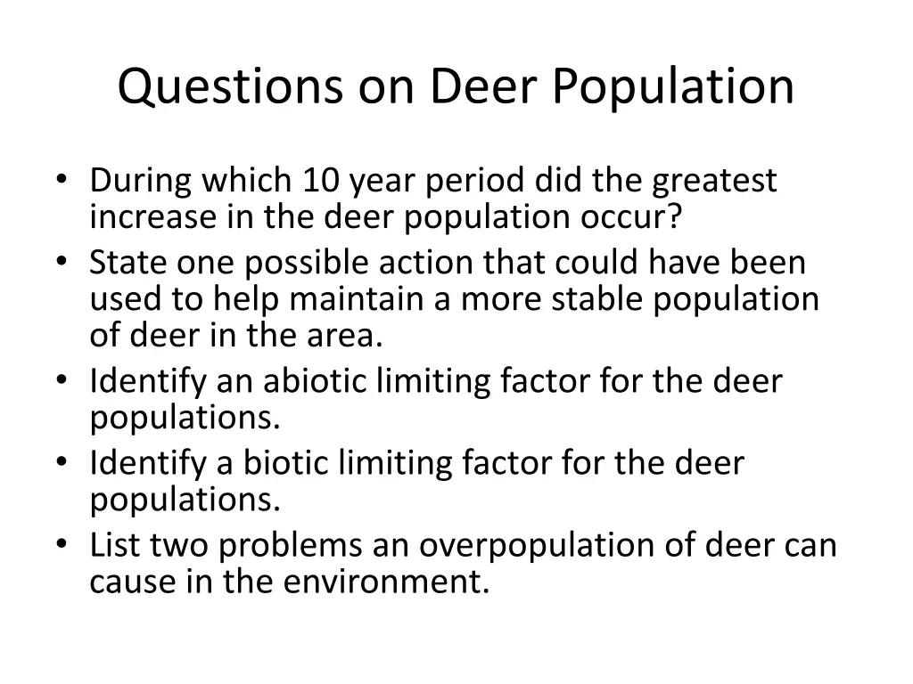 questions on deer population