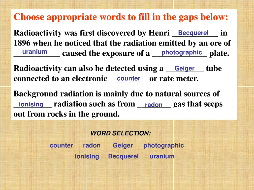 choose appropriate words to fill in the gaps below 1