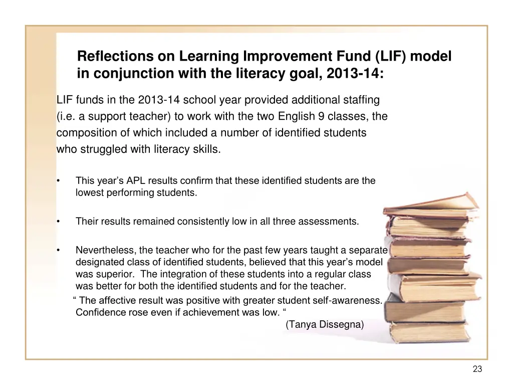 reflections on learning improvement fund