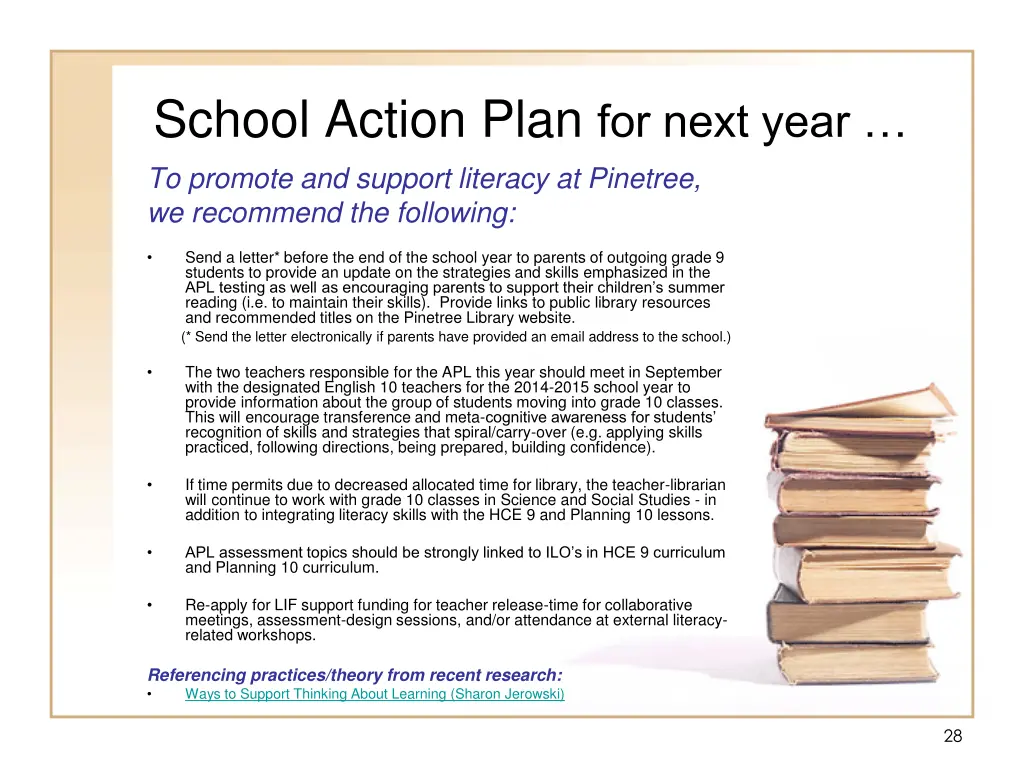 school action plan for next year to promote