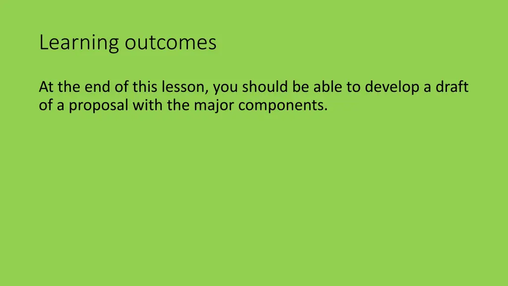 learning outcomes