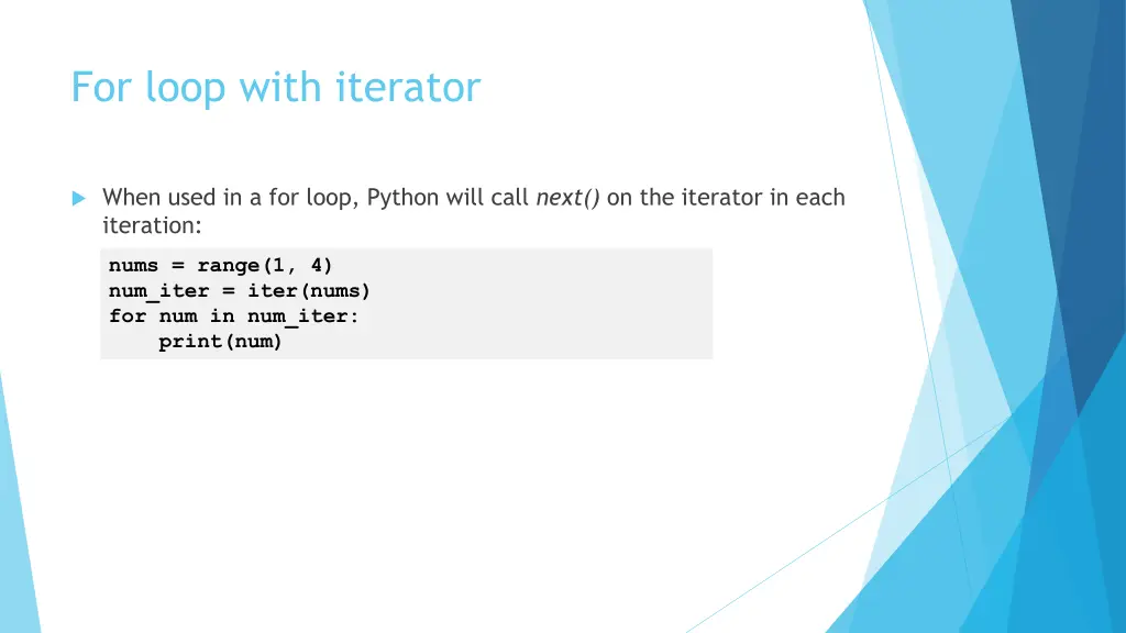 for loop with iterator