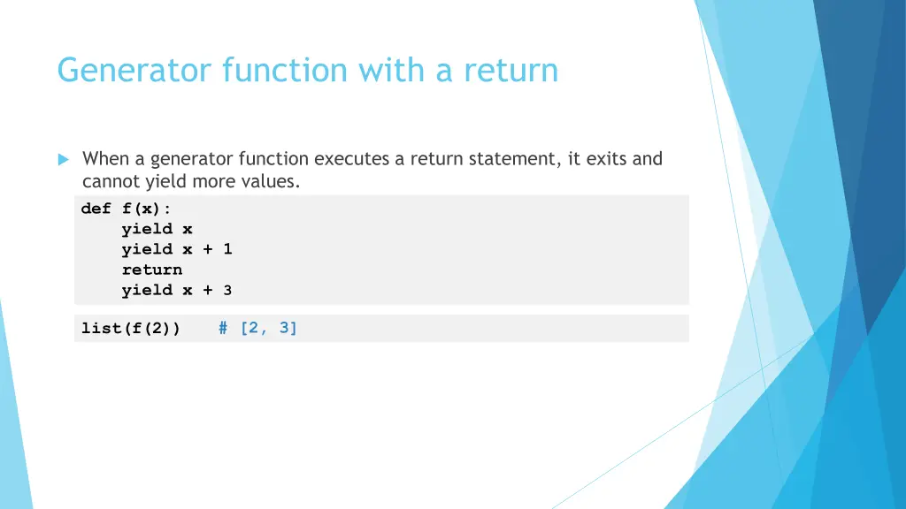 generator function with a return