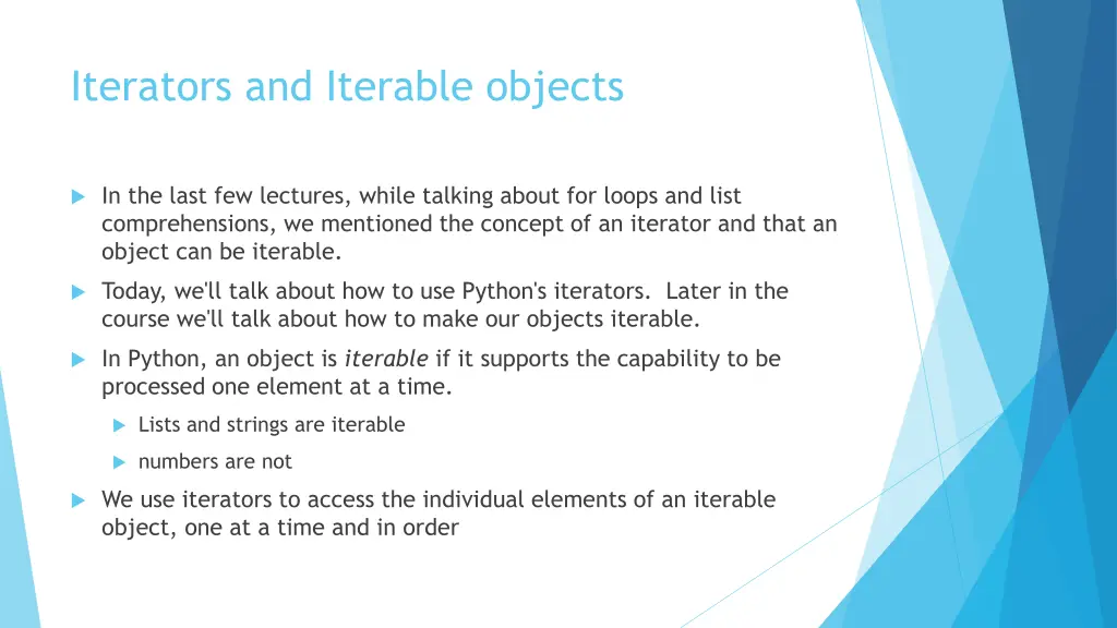 iterators and iterable objects