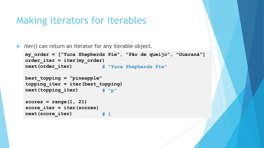 making iterators for iterables