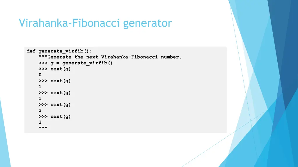 virahanka fibonacci generator 1