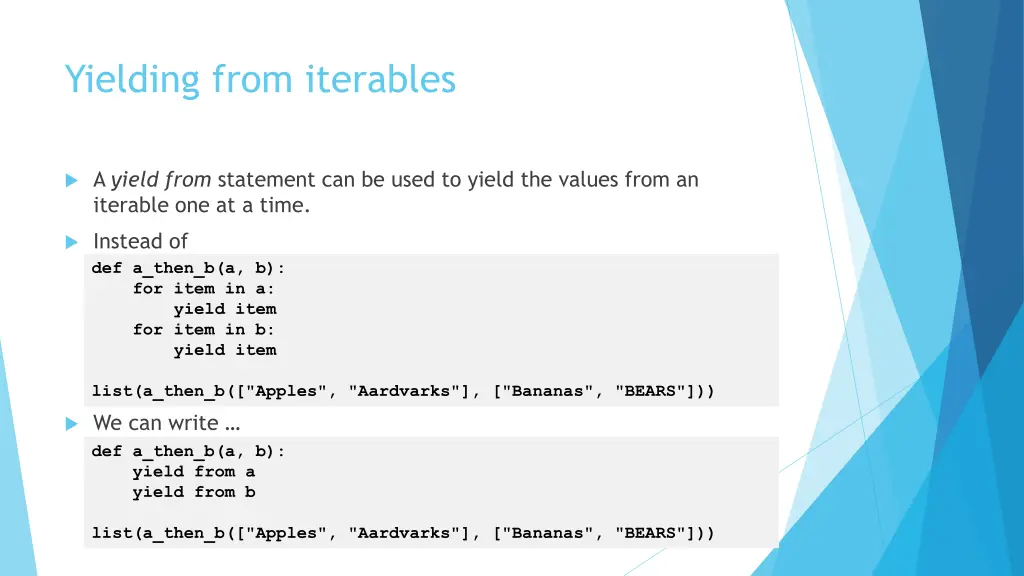 yielding from iterables