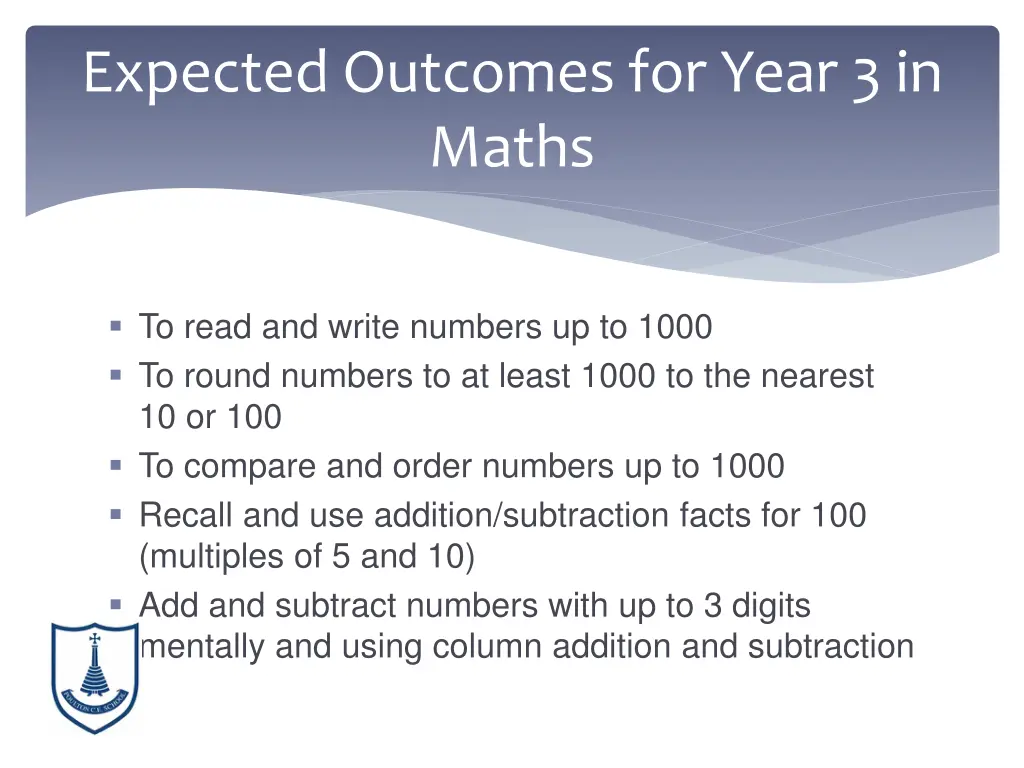 expected outcomes for year 3 in maths