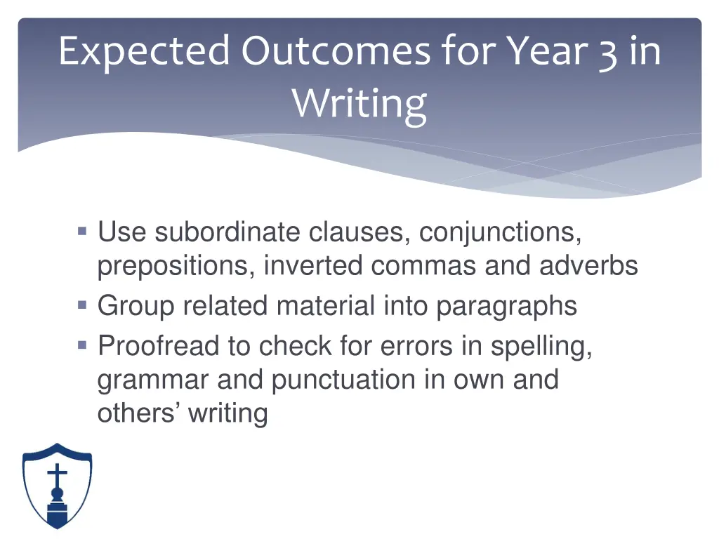 expected outcomes for year 3 in writing