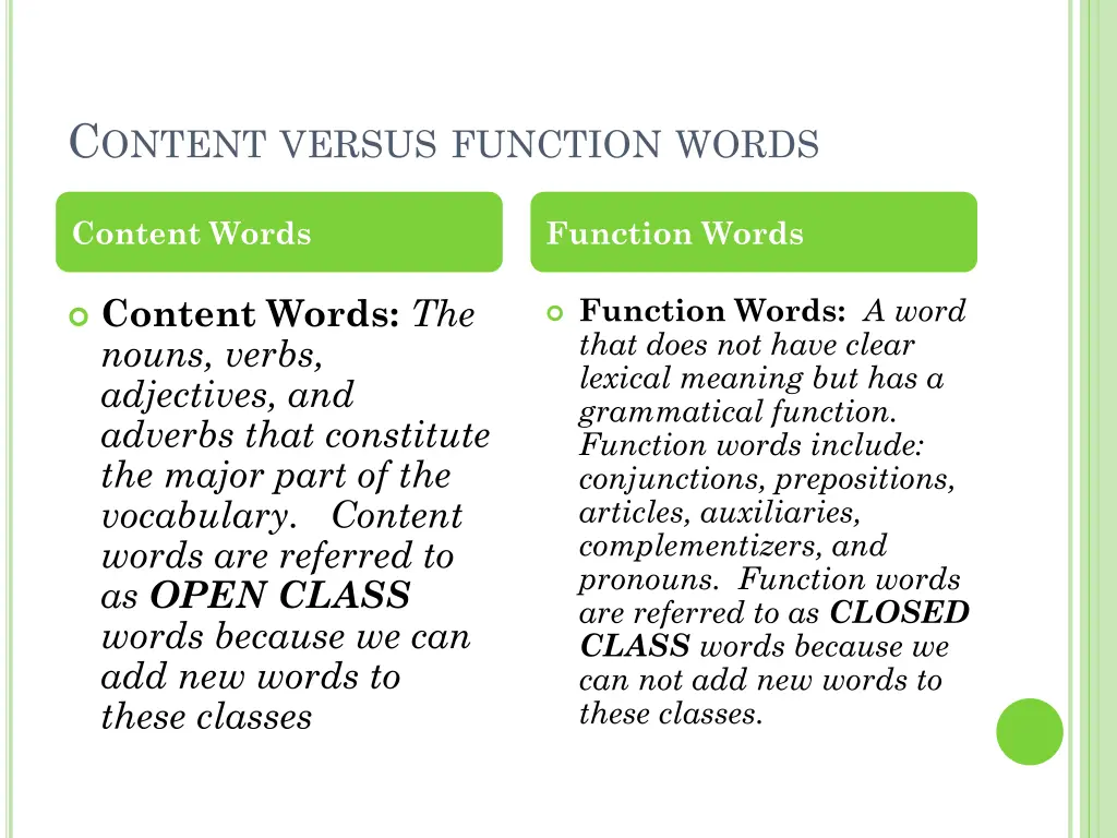 c ontent versus function words