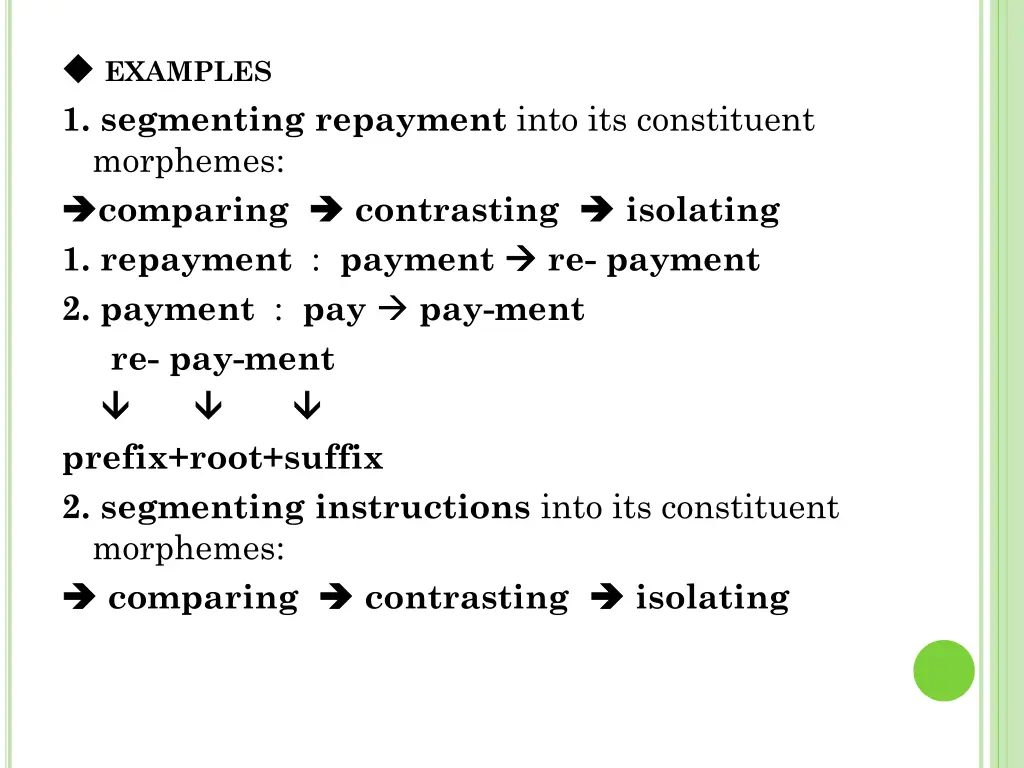 examples 1 segmenting repayment into