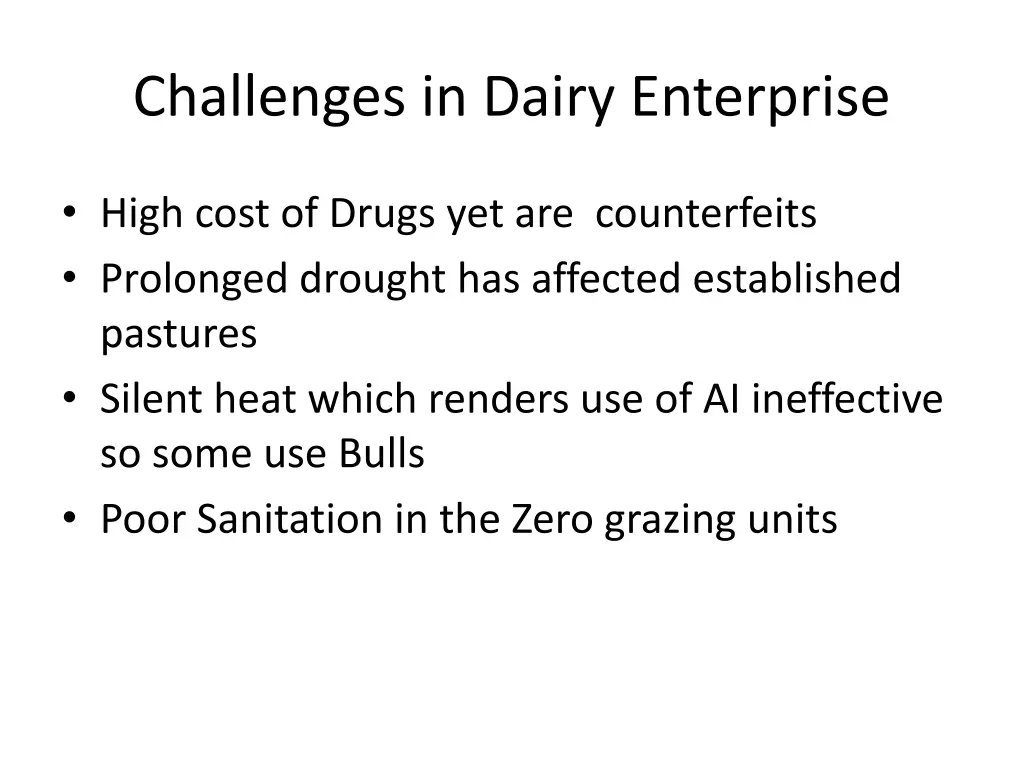 challenges in dairy enterprise